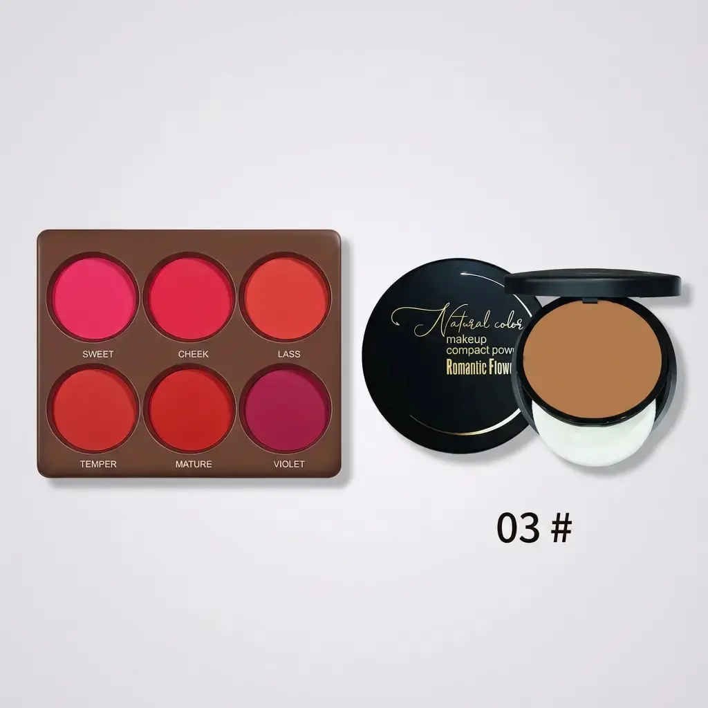 Blush & Finishing Powder Bundle, Beauty Cosmetics, Everyday Versatile Makeup, 6-Color Matte Blush Palette, Waterproof Sweatproof Matte Finishing Powder Palette, Long-Lasting, for All Skin Types