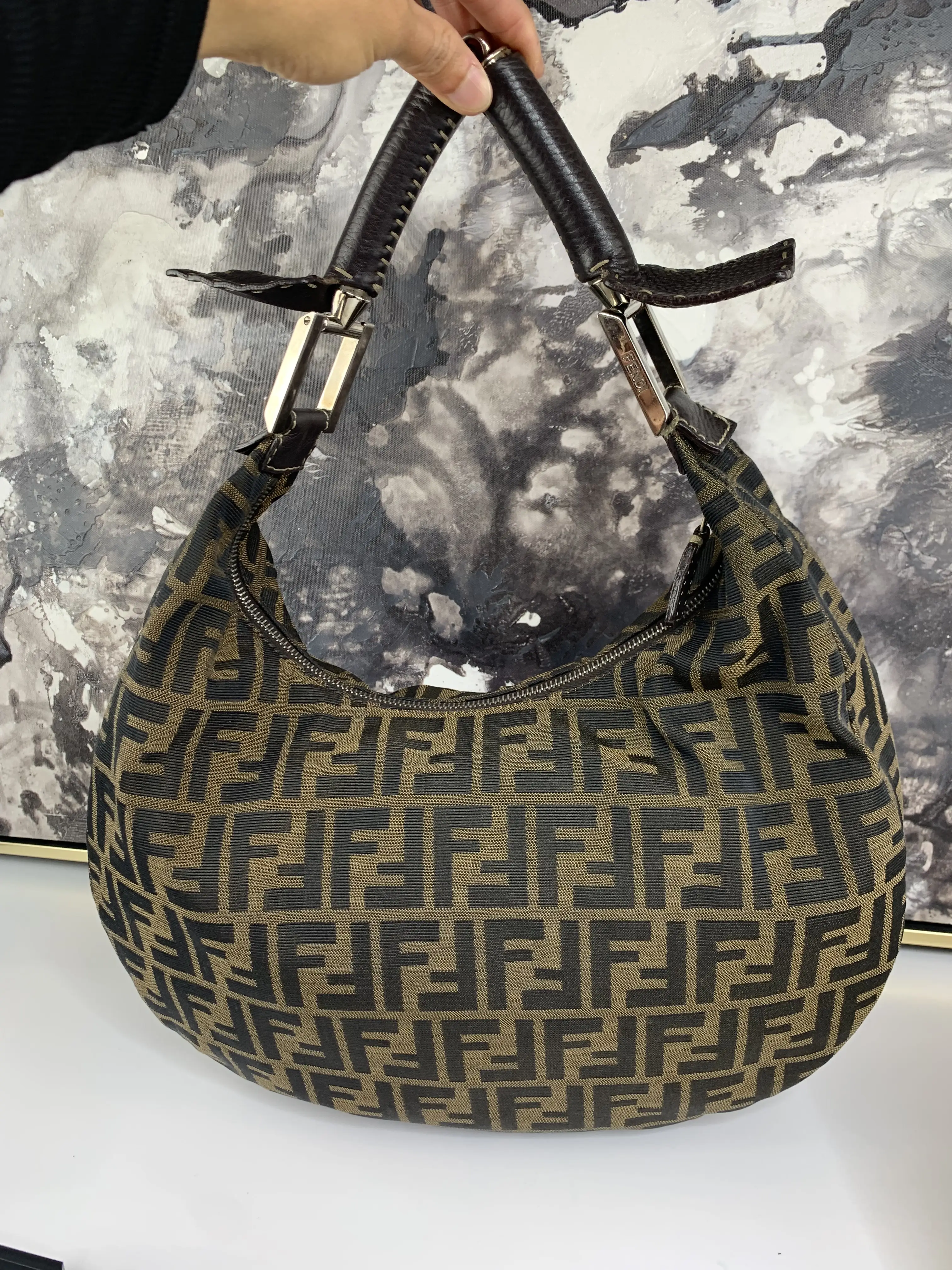Pre-owned FENDI canvas Shoulder Bags Zucca Shoudler Bag