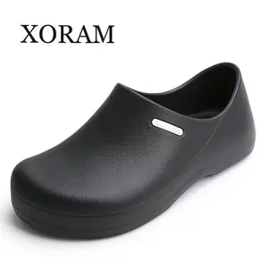 Men's Anti-Slip Waterproof Clogs, Oil-Resistant Lightweight Cushioned Wide-Toe Shoes for Chef, All-Seasons Hospital Kitchen Use #Springfresh S122B, Wide Feet Shoes
