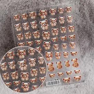 5D Bear Nail Polish Stickers Frosted Thin Tough Transparent Nail Stickers Cute Bear Nail Polish Sticker