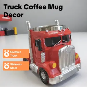 Truck coffee cup design decoration ornament mug home courtyard ornament stainless steel core, creative design covering common household good cups of truck prototypes, suitable for use in multiple scenarios of cafes and bars Funny Accent Mug