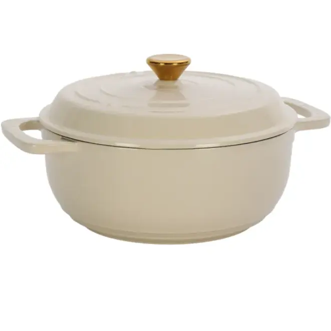 Cast Iron 6QT Cooking Pot Cookware Enamel - Professional Grade Double Layer Enamel Process Non-Stick Design FDA Certified 14" x 11.25" x 7.5"
