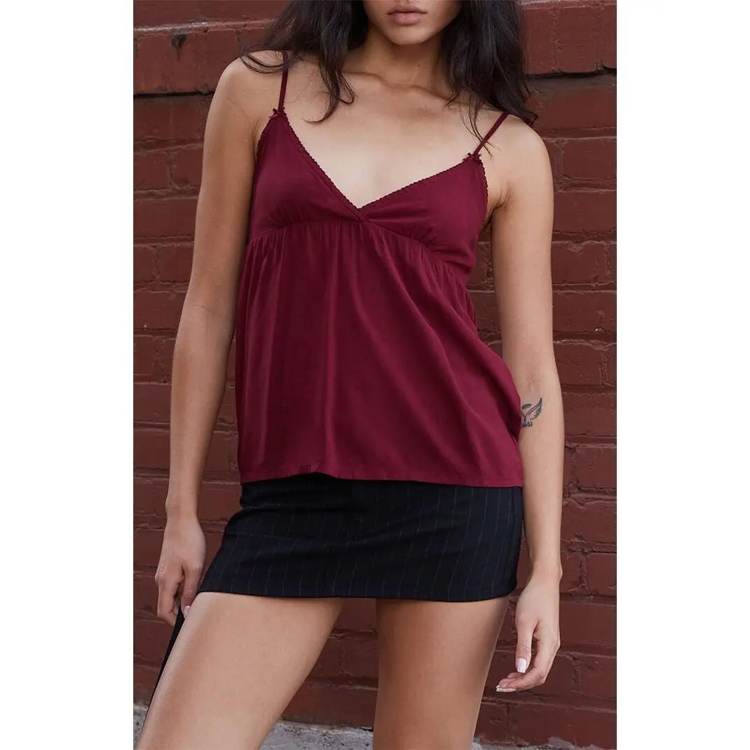 John Galt Women's Burgundy Bow Edith Tank Top