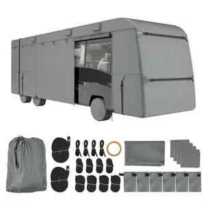 【fathersdaygift】VEVOR Class C RV Cover, 29-32 ft Motorhome Cover, Oxford Fabric Motorhome RV Cover, Waterproof, Windproof and Rip-Stop, Camper Cover with Storage Bag, Repair Patches, Straps and Tire Covers