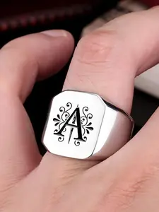 Fashion Trend A-Z Letter Titanium Steel Ring, Alphabet Design Ring, Perfect Gift for Daily Wear, Stylish and Durable Jewelry Accessory