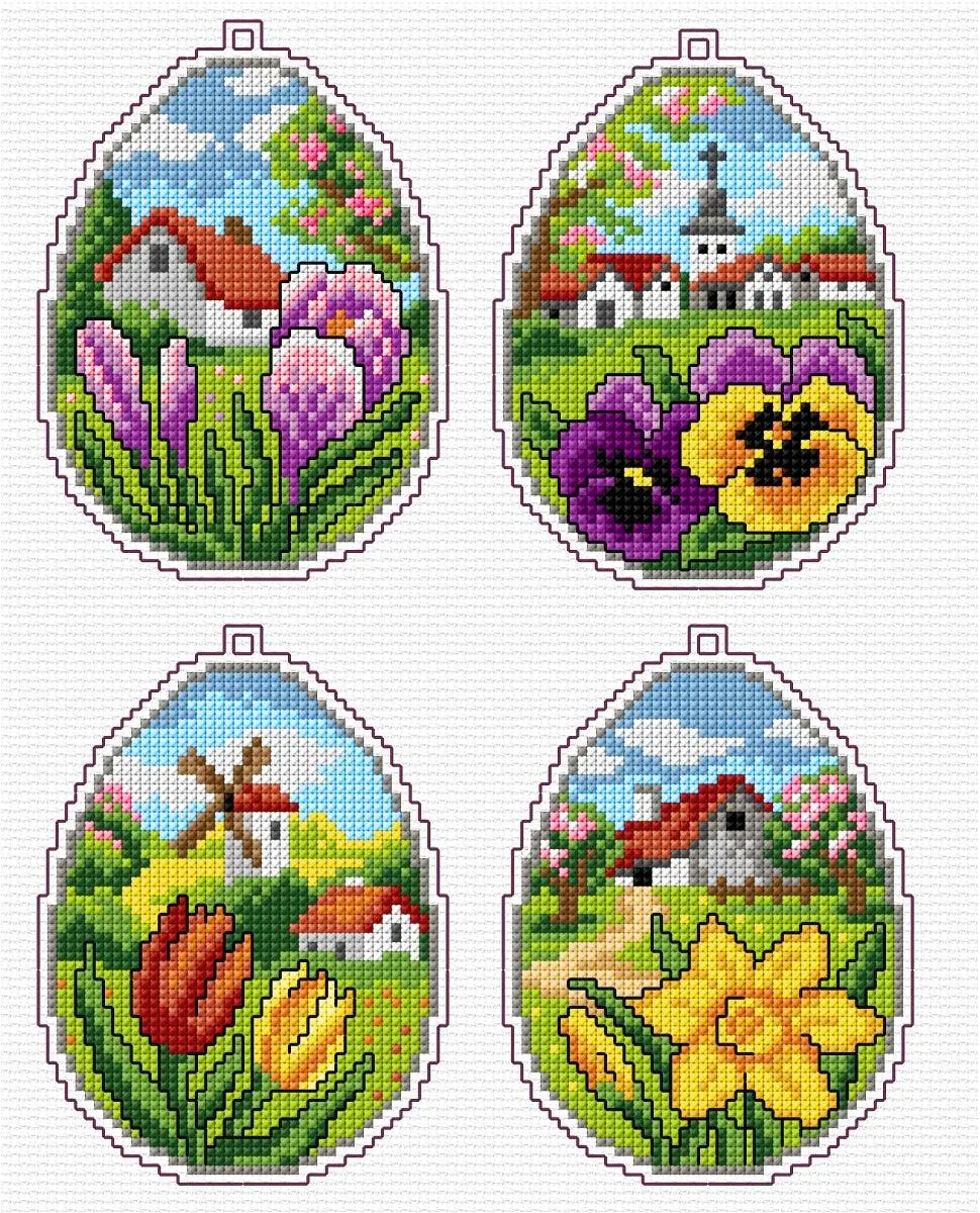 Easter Eggs Plastic Canvas Counted Cross Stitch Kit by Orchidea 7667