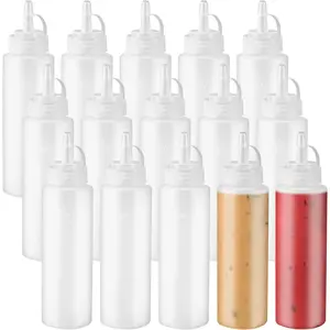 15 count 8oz Squeeze Bottles,Plastic Condiment Bottle with Twist  Cap ,Squeeze Bottle for Sauces,Ketchup,Barbecue,Syrup,