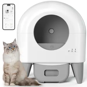 Automatic Cat Litter Box:App - Controlled,95L Equipped with Safety Sensors, Removable & Washable Liner, 2 Rolls of Garbage Bags Included Pet Supplies