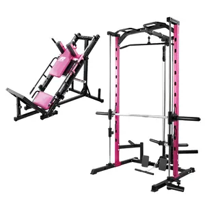 RITFIT Pink PSR05 Smith Machine - LAT-Pull Down System, BLP01 Adjustable Squat Machine Package, Multifunctional Home Gym, Home Fitness Equipment, Workout Gear, At Home Gym Equipment