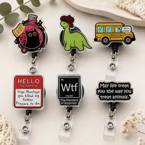 Funny Science Acrylic Badge Reel Retractable Chemistry Wtf ID Holder Sarcastic Badge Clip Nurse Teacher Work Office Humor Gift