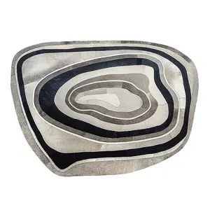 Tree Rings Inspired Cowhide Patchwork Rug - Exquisite Modern Hair-On Cowhide Area Rug