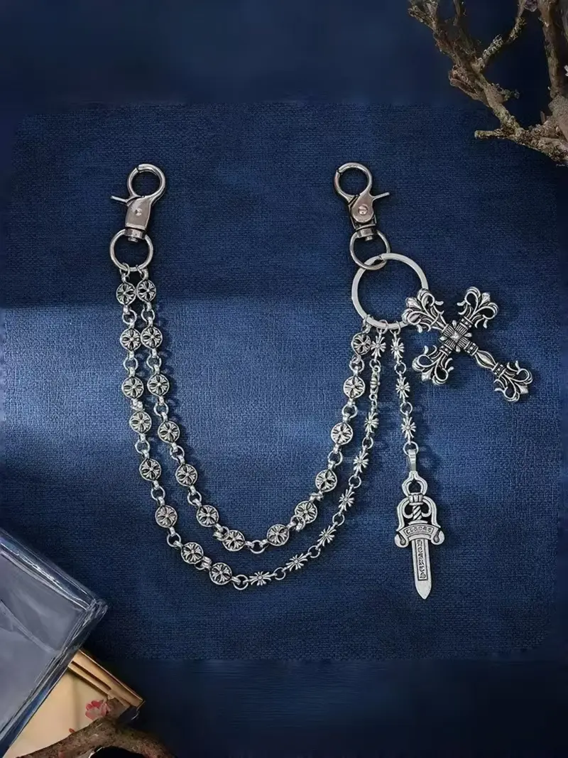 Men's Hip-Hop Punk Jeans Chain, Vintage Wallet Chain, Dual-Layer Belt Strap, School & Halloween Accessories, Casual Outdoor Sports Gift