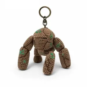 Handmade Rocky Crochet Keychain, Amigurumi Sci-Fi Mini Toy, Plush Keyring Bag Charm