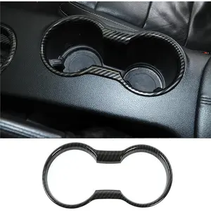 Car Water Cup Holder Frame Decoration for Mustang Accessories 2015 2016 2017 2018 2019 2020 2021 2022 2023, Interior Accessories,Black Carbon Fiber