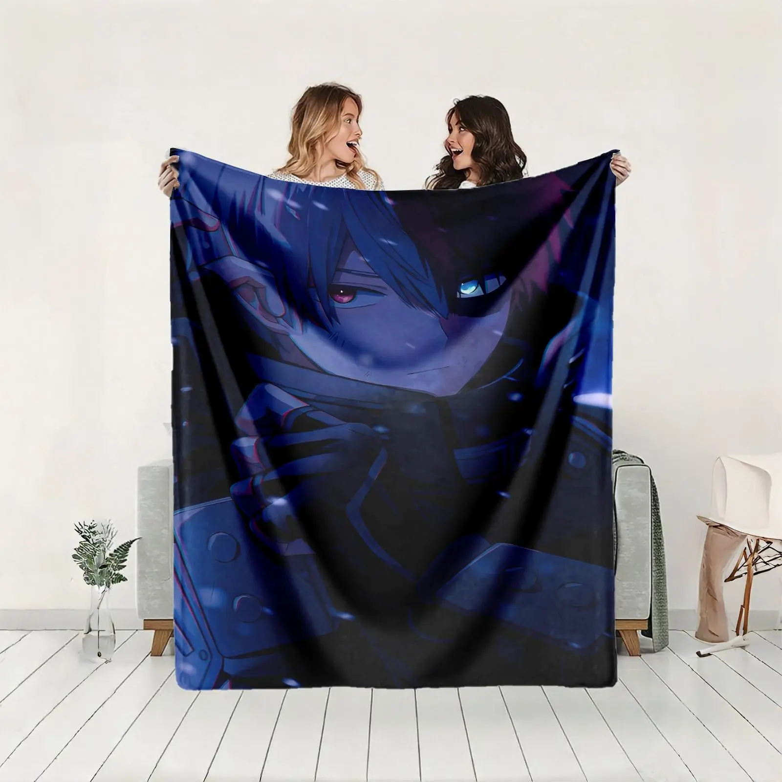 1 piece My Hero Academia · Shoto Todoroki Nighttime Cool Image themed flannel blanket - Oversized fluffy warm sofa blanket, flannel for beds, all-season multi-purpose, modern style, machine washable, digital print design, 100% polyester, suitable