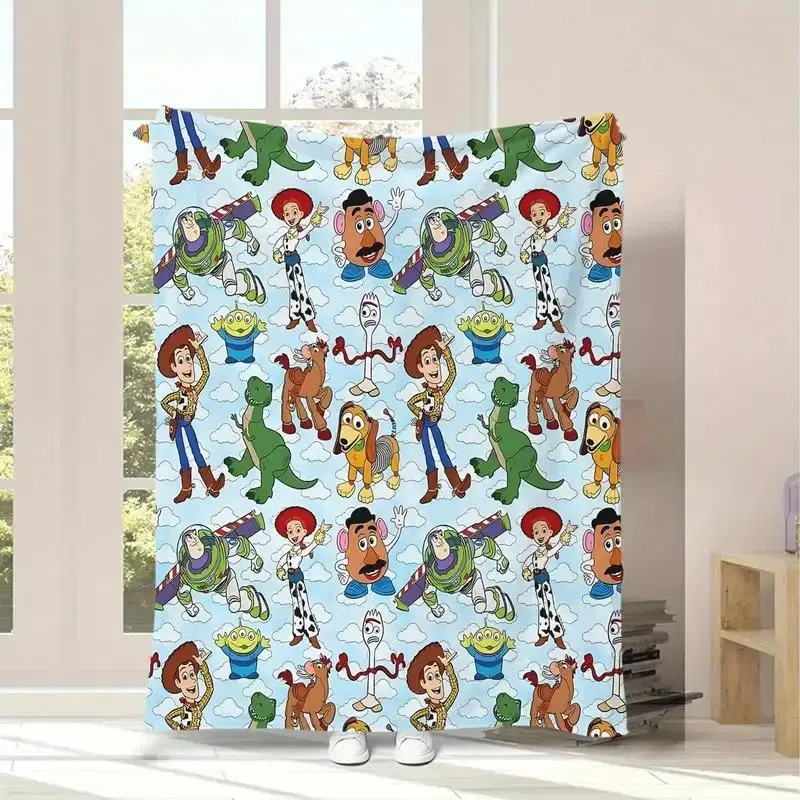[SummerVibes] DISNEY CLASSIC Toy Story Character Pattern Cartoon Blanket, Stylish and Casual for Napping, Office, Sofa or Car - Outdoor Camping or Christmas Gift, Home Decor,  Gift