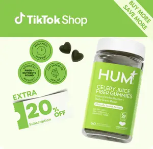 HUM Celery Juice Fiber Gummies for Detox & Gut Health - 60 Vegan Gummies with Chlorophyll & Prebiotic Fiber - Non-GMO, Soy-Free, Gluten-Free - Daily Green Boost