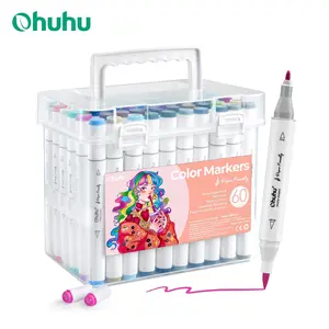 Markers Paper-friendly Water-based Coloring Markers 60 Colors Dual Brush Fineliner Tips Markers Coloring Books Art Markers