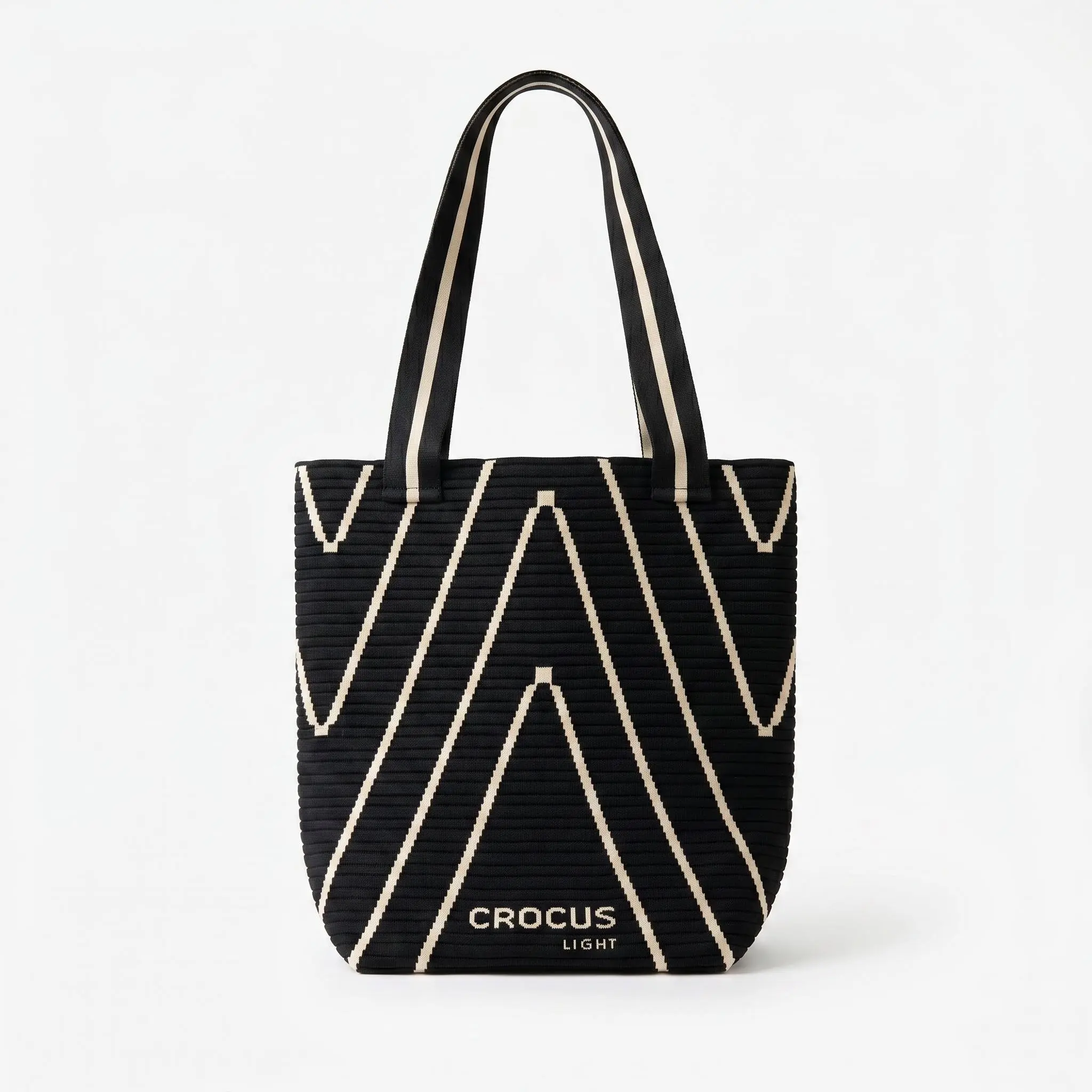 Women's Geometric Knit Tote Bag, Large Elastic Shopper Handbag, Lightweight and Machine Washable for Everyday Work & Travel, Everyday Work Bag, Modest