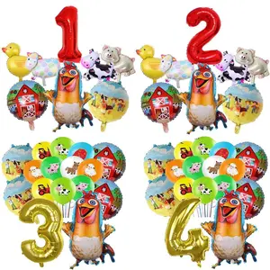 Farm Animal Balloons Set Mini Cow Sheep Duck Pig Balloons Barnyard Balloon Kids 1-9th Birthday Farm Animal Theme Party Decors