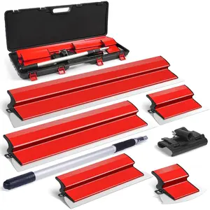 Drywall Skimming Blade Set with Portable Case, Stainless Steel 6", 10",16", 24"&32" Skimming Blades with 28"-62" Extension Handle, Drywall Finishing Tools for Plasterboard and Wallboard