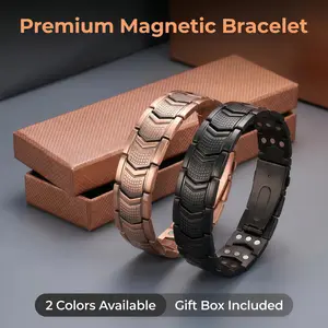 Men's 99.9% Solid Copper Magnetic Therapy Bracelet - Premium Fold-Over Clasp Minimalist Healing Wristband for Pain Relief & Father's Day Gift