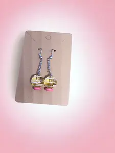 Silver Hook Drop Earring with Yellow and Pink Beads for women Male Casual Elegant Ethnic Retro Baroqu Fabric Plastic Female drop  earrings stretched  ear  hoops turquoise  jewelry dangly  earrings non  tarnish  jewelry acrylic dangle earring