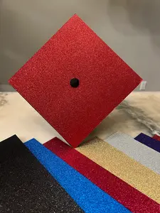 DreamyEssentials Customizable Glitter Graduation Cap Topper, Blank Base with Pre-cut Tassel Hole, DIY Grad Topper, Plain Glitter Grad Cap Topper