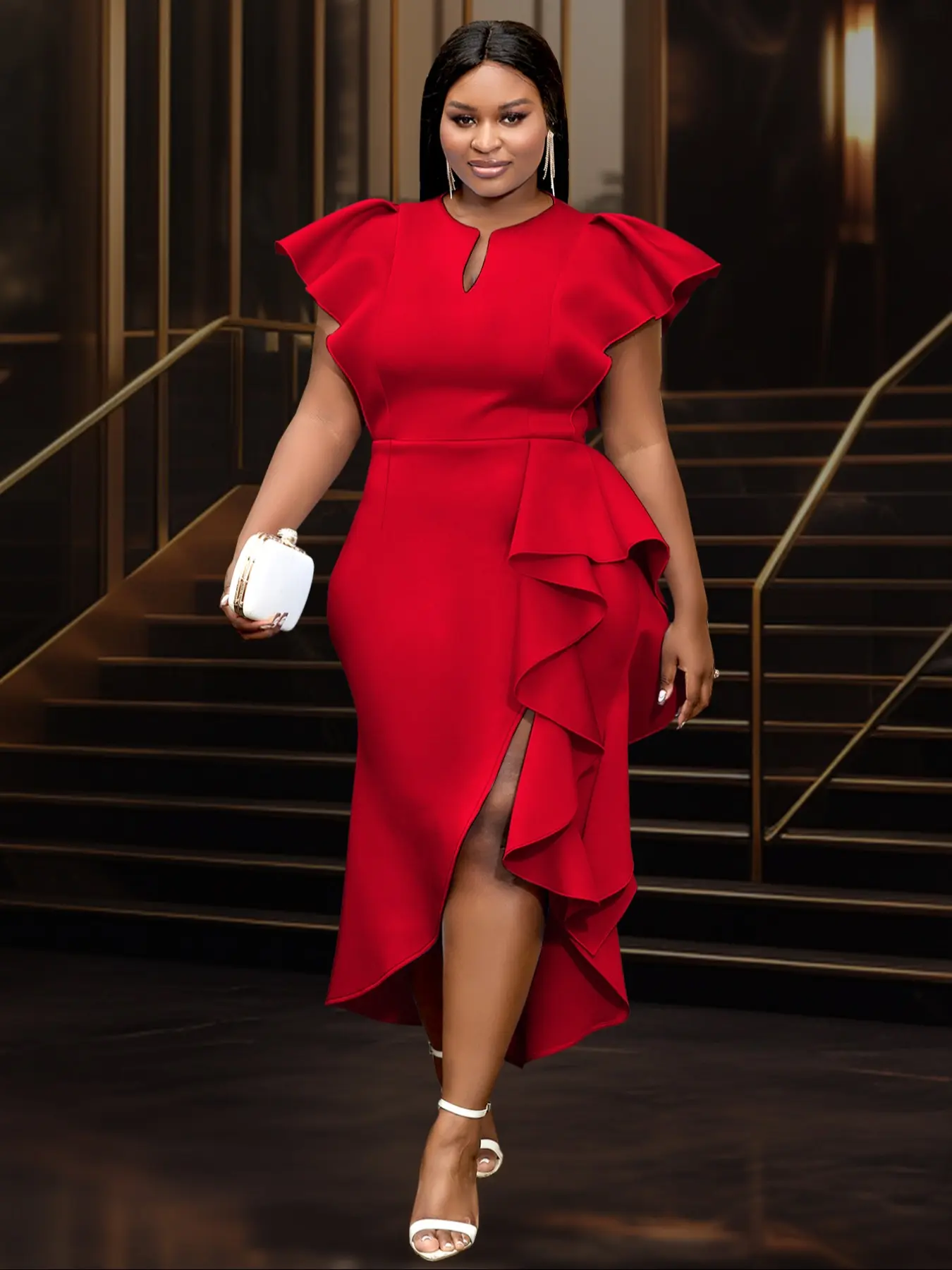 Plus Size Formal Party Dress, Formal Wear, High Waist Slimming Fitted  Pleated Ruffled Short Sleeve A-Line Knit Summer Dress, Elegant Women's  Clothing for Special Occasions - TikTok Shop