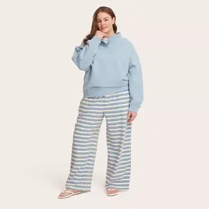 Women's High-Rise Boxer Knit Pants - Parke Light Blue/Orange Striped 2X