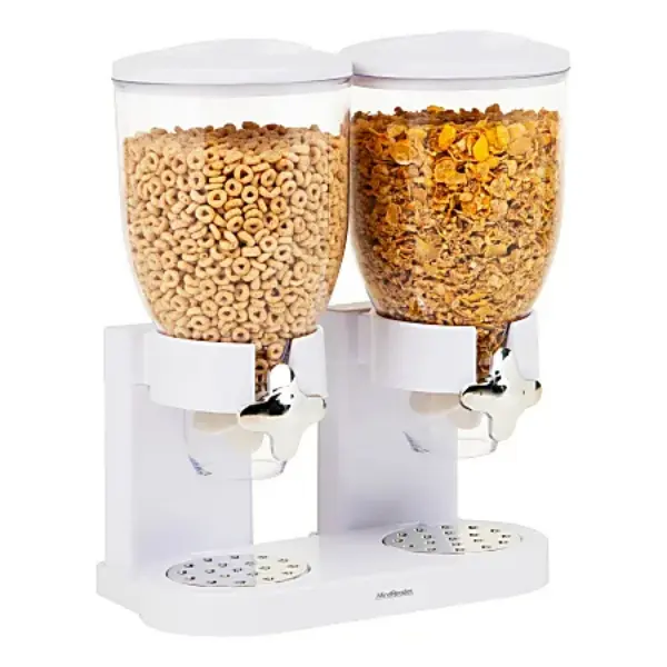 Mind Reader EMSCEREALD2WHT 16.25 x 7.5 x 12.75 in. Double Cereal Dispenser for Countertops, White