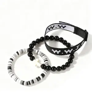 WWJD Beaded Bracelet, Fashionable Cross Charm Decor Bracelet for Women & Men, Trendy All-match & Exquisite Jewelry for Birthday Gifts