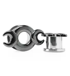 Crescent Moon Stainless Steel Screw Back Tunnels