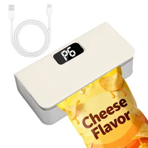 Mini Bag Sealer,Rechargeable Sealer Machine with LED Power Display,Heat Sealer and Cutter with 6 Adjustable Gears,Portable Bag Resealer for Chips Snacks Mylar Bags (White)