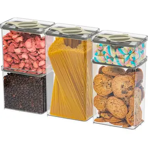 5-Pack SAN Airtight Pantry Storage Container Set, Leakproof Twist-Lock ,  Stackable Canisters for Sugar, Flour, Pasta, Cereal & Snacks (0.8qt, 1.9qt x2, 3qt, 4qt)