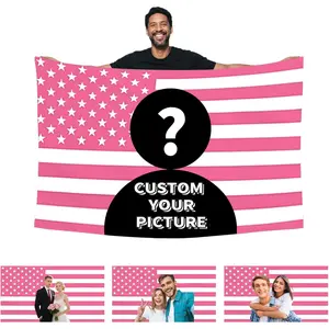 Custom American Flag 60x80inch Personalized Pink Flags Customizable Flag with Photo Text Funny Poster for Bedroom Livingroom Dorm