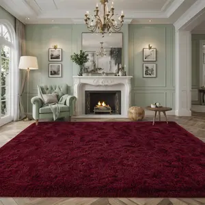 JAKOLIVE BURGUNDYRED Area Rug Suitable for The Living Room Or Bedroom, Extra Soft Fluffy Plush Area Rug, Perfect for Home Decoration And Providing During Summer with Air Conditioning -Mother's Day Giftl, Best for Christmas