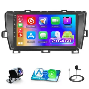 Car Radio Stereo for Toyota Prius 2010-2015 2+64G, 9" Touch Screen/Android 15/Wireless CarPlay/Android Auto/DSP EQ/GPS/WiFi/Bluetooth/FM/RDS/SWC/HD Backup Camera