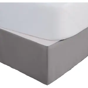 Queen Size Inverted Pleat Bedskirt - 15" Drop - Pleated Bed Skirt - Hotel Luxury Style - Easy Care - Microfiber Bed Skirt - Gray