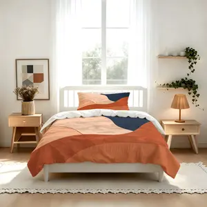 2/3Pcs Morandi Abstract Block Duvet Cover Set (1-2 Pillowcases, No Pillow Inserts), Modern High-End Style, Soft & Airy, Perfect for Girls' Bedrooms & Gifting, Creates Relaxing Sleep Space