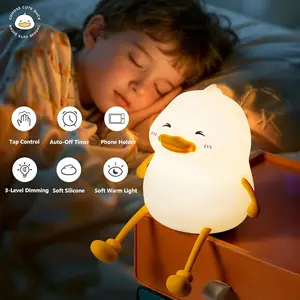 Duck Silicone Night Light for Kids Dimmable 3-Level Adjustable Rechargeable LED Nursery Lamp Warm Glow for Night Feeding Room Décor Gift-Ready Design