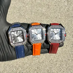 Unisex 32mm Gold/Silver/Rose Gold Square Dial Leather Band Watch