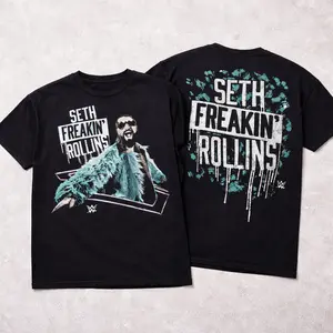 Men’s Seth Rollins WrestleMania XLI Vintage Graphic T-Shirt Black Wrestling Fan Tee, Burn It Down Aesthetic Shirt, Retro Pro Wrestling Style, Gift for WWE Fan or Collector