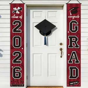 March has been on\ 2d flat banners, 1 pair, Class of 2026 graduates congratulations porch pendant party banner, scholar hat theme, suitable for high school and college graduation ceremonies, classrooms, courtyards, garages and home walls