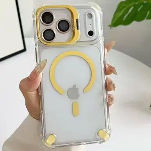 StarTU MagSafe Clear Case for iPhone 17 Pro Max / 16 / 15 / 14 / 13 / 12, Built-in Camera Lens Protector & Kickstand, Military Grade Drop Protection, Slim Shockproof Anti-Yellow Magnetic Clear Phone Case, Strong Wireless Charging