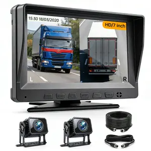 ConewVehicle 7'' Backup Camera for Truck Trailer,Plug and Play,No Delay,HD Camera,2 Channels,150° Wide Angle,DIY Guide Lines,Night Vision,IP69 Rear View Camera