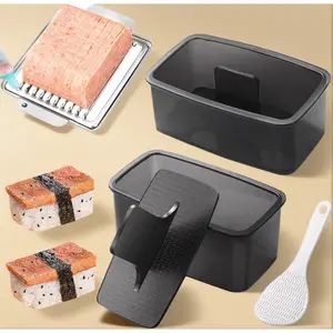 2 Pack Clear Musubi Press Mold Kit with 304 Stainless Steel SPAM Slicer for Perfect Onigiri and Luncheon Meat Making