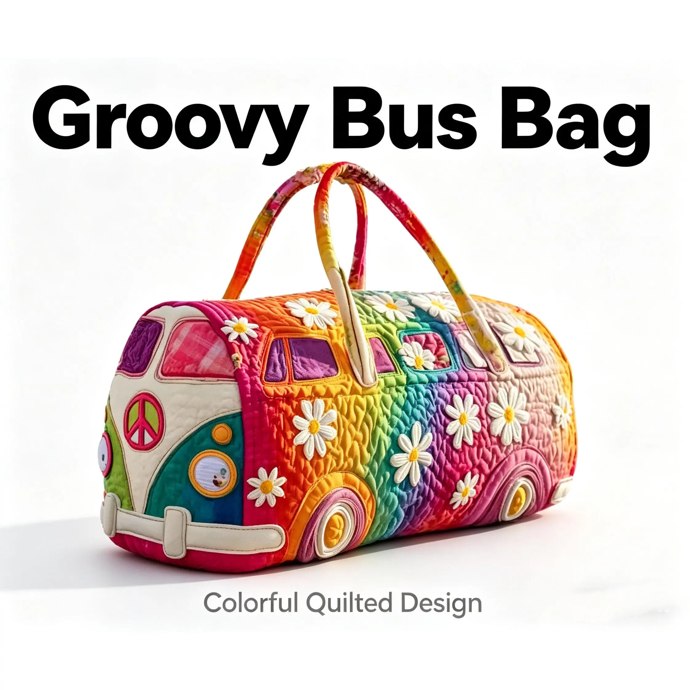 Women's Quilted Puffer Duffel Bag, Sporty Chic Floral Pattern Diamond Stitch Carry-On, Soft & Spacious for Weekend Travel & Gym, Lightweight, Gym Style Sports Duffels, Carry Handle, Floral Print, Soft & Light, Rainbow Hues, High-Capacity