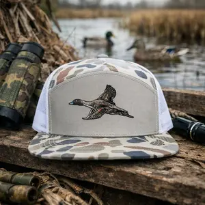 Duck Embroidered Rope Hat Grey Camo Trucker Cap Mesh Back Snapback Waterfowl Hunting Hat Outdoor Gift for Men Dad