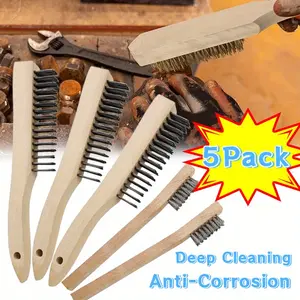 5Pcs Wire Brush Set, Carbon Steel and Stainless Steel Scratch Brush for Cleaning Rust for Rust Removal, Dirt, Paint Scrubbing - Home Improvement.